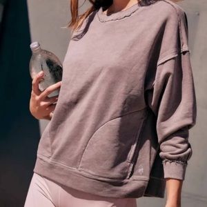 Free People Mvmnt Solid Metti Crewneck Sweatshirt, Size S, Violet Umber